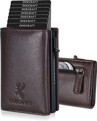 DOECRAFT Men Casual, Formal Brown, Black Genuine Leather, Aluminium Wallet(10 Card Slots)