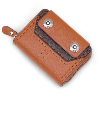 zaphod Men Tan Artificial Leather Card Holder(5 Card Slots)