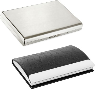 OFIXO Men & Women Silver Aluminium Card Holder(6 Card Slots, Pack of 2)