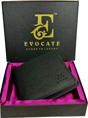 Evocate Men Casual Black Artificial Leather Wallet(4 Card Slots)