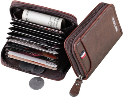 LEATHERSCRAFTS Men & Women Travel, Formal Brown Artificial Leather Card Holder(10 Card Slots)