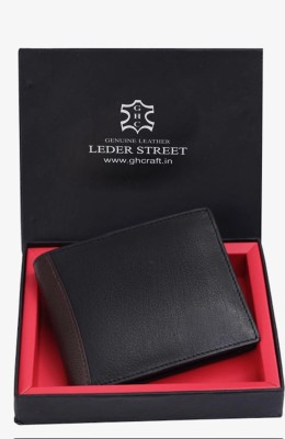 Leder Street Men Formal, Travel Black Genuine Leather Wallet(10 Card Slots)