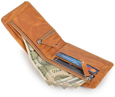 zaphod Men Tan Artificial Leather Wallet(5 Card Slots)