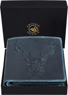 Antonio Valeria Men Casual Blue Genuine Leather Wallet(6 Card Slots)