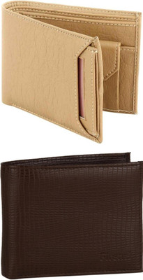 VIAZ VENTURES Men Casual, Formal, Trendy, Evening/Party, Travel Beige, Brown Artificial Leather Wallet(5 Card Slots, Pack of 2)