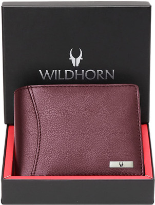 WILDHORN Men Casual, Formal, Travel Maroon Genuine Leather Wallet(9 Card Slots)