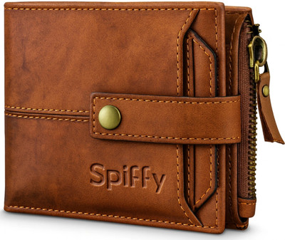 SPIFFY Men Casual Brown Genuine Leather Wallet(12 Card Slots)