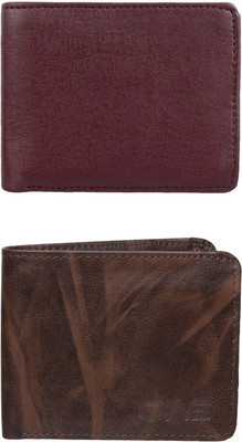 FF TRADERS Men Formal, Ethnic, Casual, Travel, Trendy Brown, Brown Artificial Leather Wallet(5 Card Slots, Pack of 2)