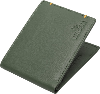 WROGN Men Green Genuine Leather Wallet(8 Card Slots)