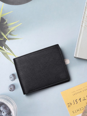 HRFSTAR Men Casual Black Artificial Leather Wallet(4 Card Slots)