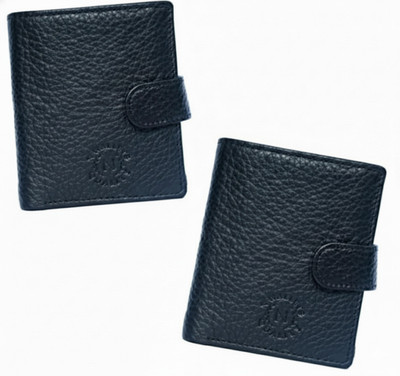 N WALLETS Men Casual Black Genuine Leather Wallet(17 Card Slots, Pack of 2)