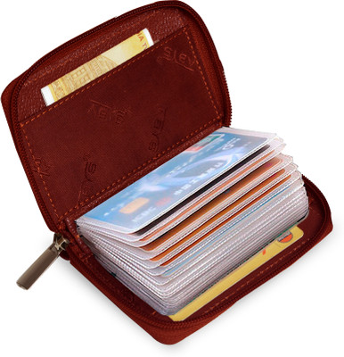 ABYS Genuine Leather RFID Protected Credit Debit ID Card Holder for Men and Women 15 Card Holder(Set of 1, Maroon)