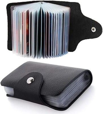 Artisans Men & Women Trendy Black Artificial Leather Card Holder(10 Card Slots)