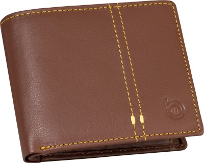 BAGMAN Men Casual Tan Genuine Leather Wallet(6 Card Slots)