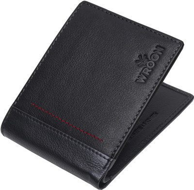WROGN Men Black Genuine Leather Wallet(8 Card Slots)