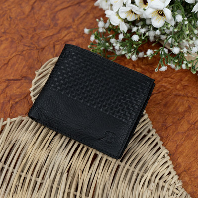 Rich Born Men Casual Black Genuine Leather Wallet(5 Card Slots)