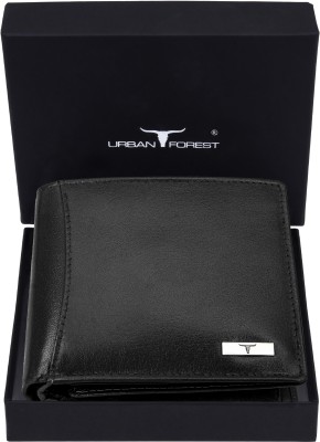 URBAN FOREST Men Casual Black Genuine Leather Wallet(6 Card Slots)