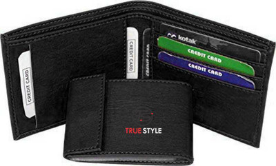 True Style Men Casual Black Artificial Leather Wallet(9 Card Slots)