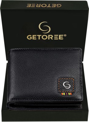 GETOREE Men Casual Black Genuine Leather Wallet(4 Card Slots)