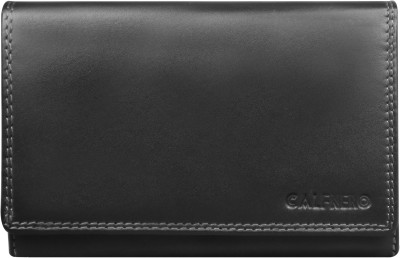 Calfnero Women Casual Black Genuine Leather Wallet(10 Card Slots)