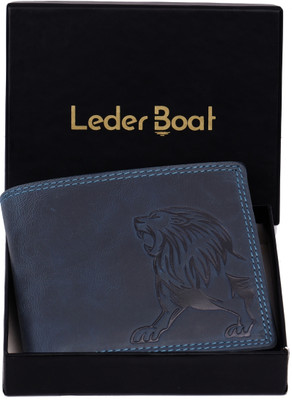 Leder Boat Men Casual, Ethnic, Formal Blue Genuine Leather Wallet(6 Card Slots)