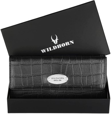 WILDHORN Women Casual, Evening/Party, Formal, Travel, Trendy Black Genuine Leather Wallet(6 Card Slots)