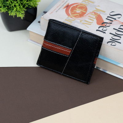 Rich Born Men Trendy Black Genuine Leather Wallet(5 Card Slots)