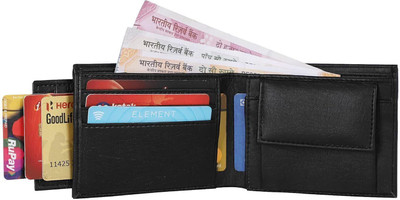 Delcy Men Casual Black Artificial Leather Wallet(7 Card Slots)