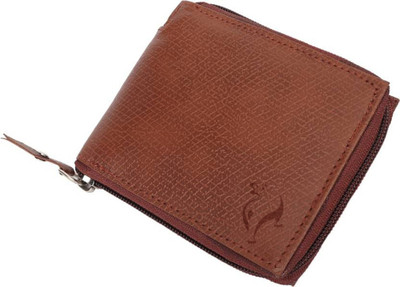White Bear Men Evening/Party Tan Genuine Leather Wallet(3 Card Slots)
