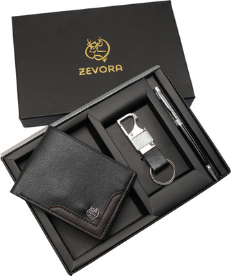ZEVORA Wallet,Key Chain & Pen(Black)