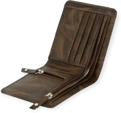 Samthroh Men Brown Genuine Leather Wallet(4 Card Slots)