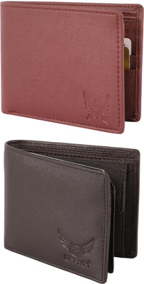 FF TRADERS Men Formal, Ethnic, Casual, Travel, Trendy Brown, Brown Artificial Leather Wallet(5 Card Slots, Pack of 2)