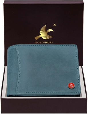 HORNBULL Men Casual Blue Genuine Leather Wallet(6 Card Slots)