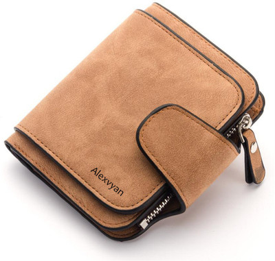 AlexVyan Women Casual Brown Genuine Leather Wallet(12 Card Slots)