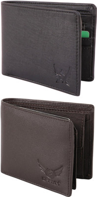 FF TRADERS Men Formal, Ethnic, Casual, Travel, Trendy Black, Brown Artificial Leather Wallet(5 Card Slots, Pack of 2)
