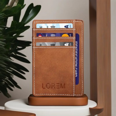 LOREM Men & Women Casual Tan Artificial Leather Card Holder(6 Card Slots)