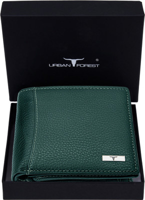 URBAN FOREST Men Green Genuine Leather Wallet(6 Card Slots)
