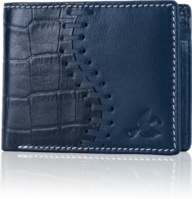 HORNBULL Men Casual Blue Genuine Leather Wallet(7 Card Slots)