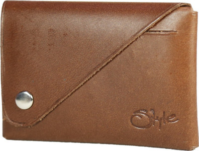 Kan Men & Women Brown Genuine Leather Card Holder(6 Card Slots)