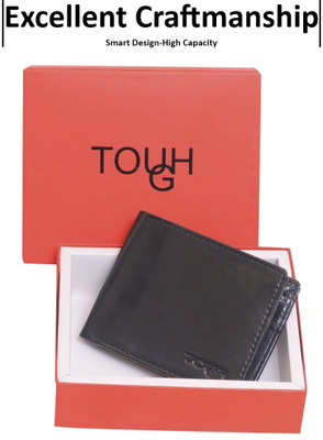 TOUGH Men Casual Black Artificial Leather Wallet(3 Card Slots)