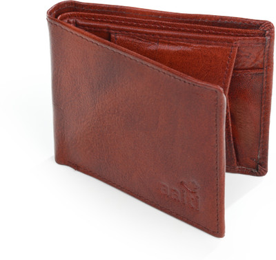aaiti Men Casual, Ethnic, Evening/Party, Formal, Travel, Trendy Brown Genuine Leather Wallet(6 Card Slots)