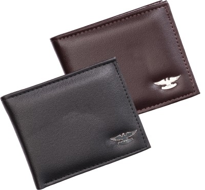 Mundkar Men Black, Brown Artificial Leather Wallet(5 Card Slots, Pack of 2)