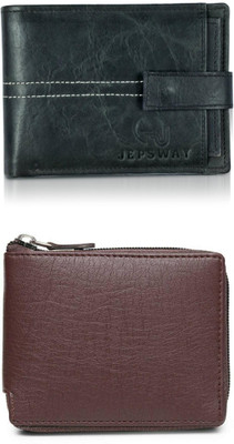 VIAZ VENTURES Men Casual, Formal, Trendy, Evening/Party, Travel Black, Brown Artificial Leather Wallet(5 Card Slots, Pack of 2)