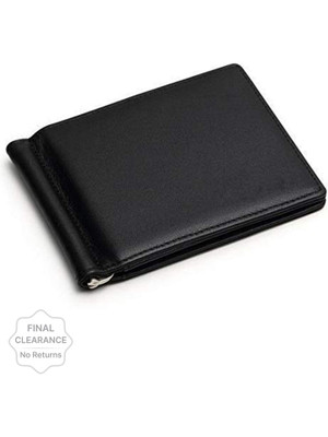 USL Men Formal Black Genuine Leather Money Clip(6 Card Slots)