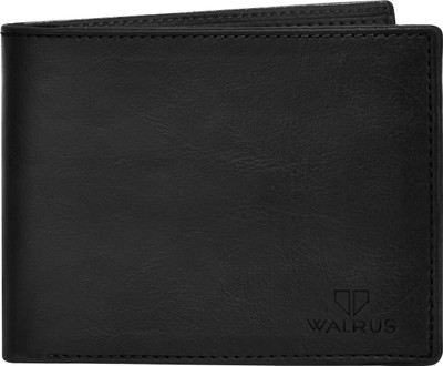 Walrus Men Casual Black Artificial Leather Wallet(3 Card Slots)