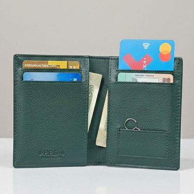 Men Mania Men Casual, Trendy, Ethnic, Evening/Party, Formal, Travel Green Genuine Leather Card Holder(12 Card Slots)