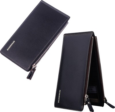 KRAPTICK Men & Women Formal, Casual, Trendy Black Artificial Leather Card Holder(16 Card Slots)