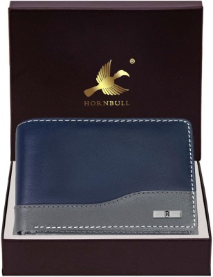 HORNBULL Men Casual Blue Genuine Leather Wallet(7 Card Slots)