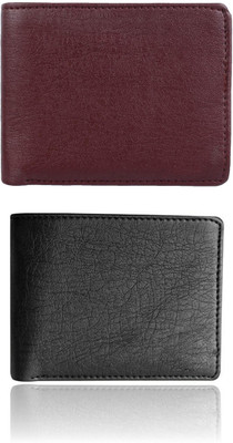 VIAZ VENTURES Men Casual, Formal, Trendy, Evening/Party, Travel Brown, Black Artificial Leather Wallet(5 Card Slots, Pack of 2)