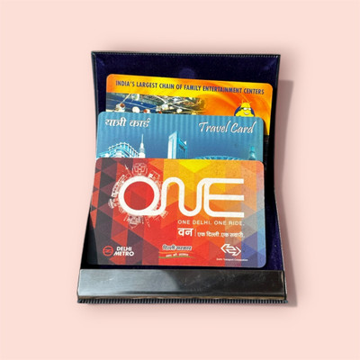 NAVA HUB Men & Women Blue Artificial Leather Card Holder(1 Card Slot)